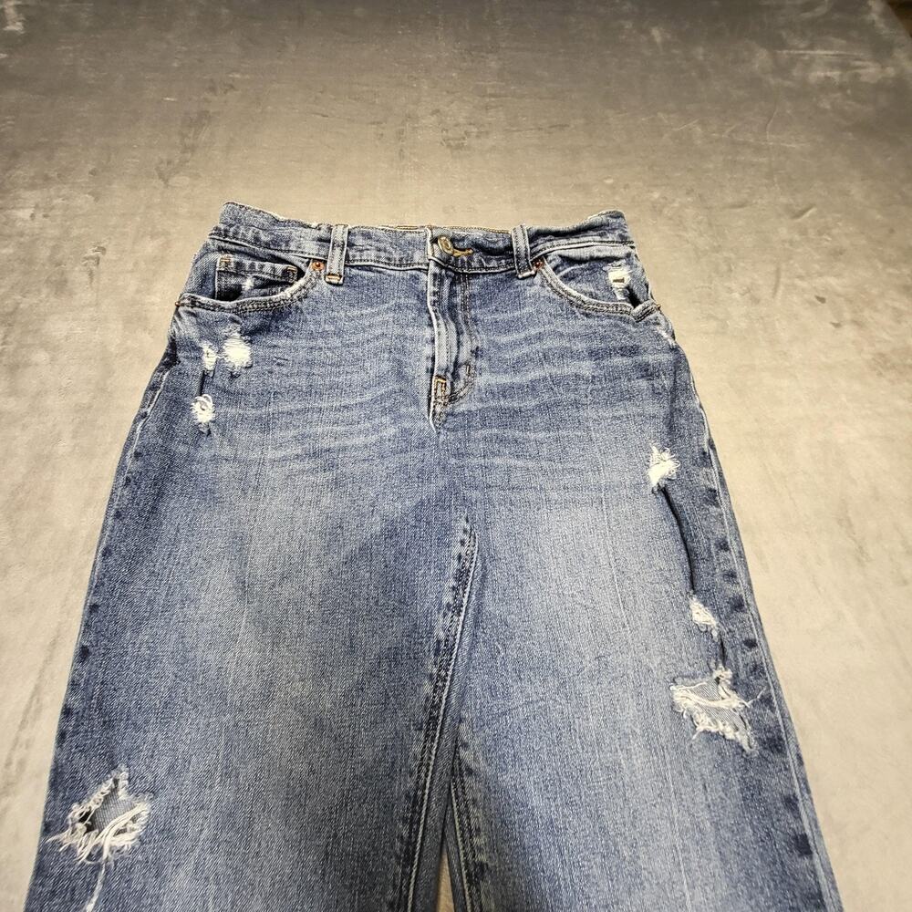 Old Navy Jeans Womens 10 Blue Boyfriend Mid Rise Distressed 5-Pocket Stretch - Picture 2 of 10